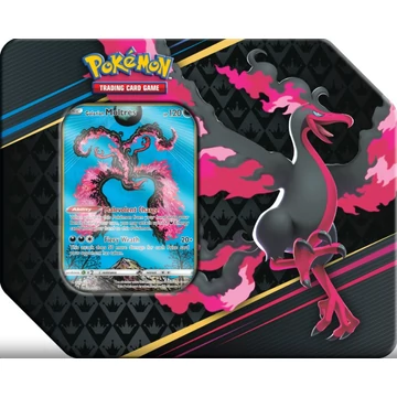 Pokémon Crown Zenith Galarian Moltres tin gyűjtői fémdoboz Crown Zenith booster csomagokkal
