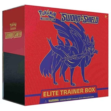 Pokémon Sword and Shield Elite Trainer Box booster csomagokkal és kiegészítőkkel