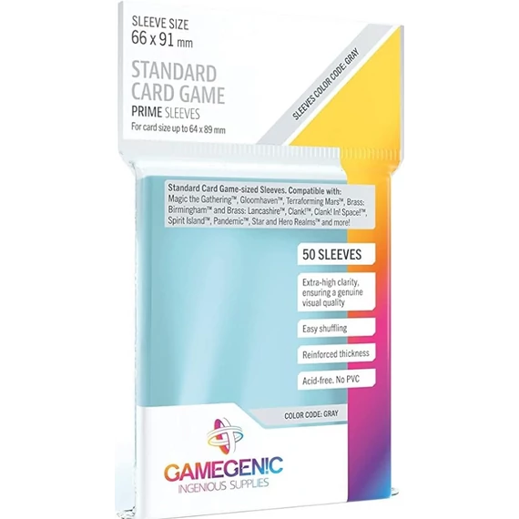 Gamegenic PRIME Standard Card Sleeves – Clear (50 db)