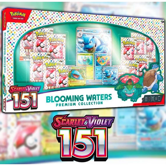 Pokemon Scarlet & Violet: 151 - Blooming Waters Premium Collection (2025) (12 Boosters) - enyhén sérült