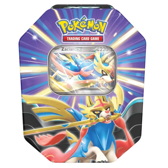 Pokémon Slashing Legends Tin – Zacian ex hivatalos TCG gyűjtődoboz promó kártyával