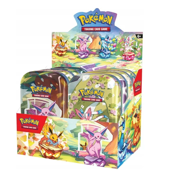 Pokémon Prismatic Evolutions Mini Tin Display – 8 fémdobozos gyűjtői készlet | Pokedom