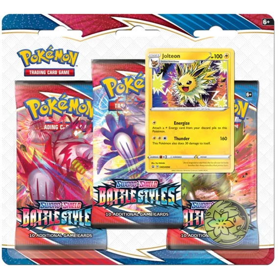 Pokémon Battle Styles Jolteon 3-Pack Blister – 3 booster, Jolteon promó és fémpénz | Pokedom