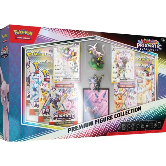 Pokémon TCG SV8.5 Prismatic Evolutions Premium Figure Collection – Espeon & Umbreon figura, promó kártyák és 11 booster – előrendelés 2025.11.14-től