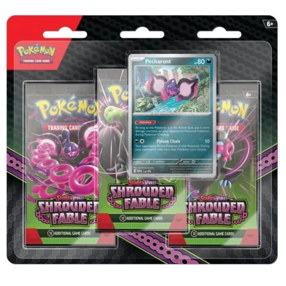 Pokémon Shrouded Fable 3-Pack Blister Pecharunt Black Star promó kártyával