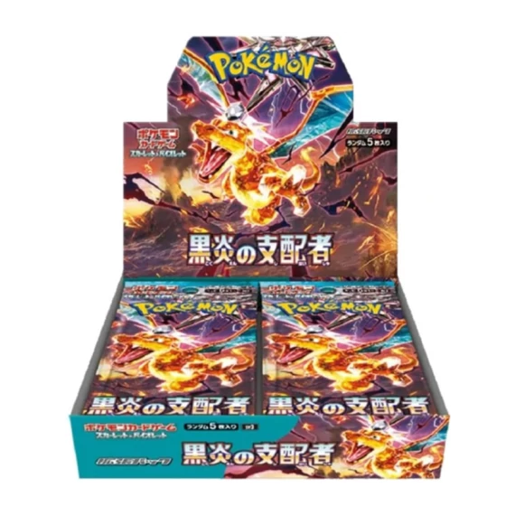 Pokémon TCG – Ruler of the Black Flame (SV3) japán Booster Box – 30 booster, Charizard ex és Dark Tera kártyák – hivatalos japán kiadás